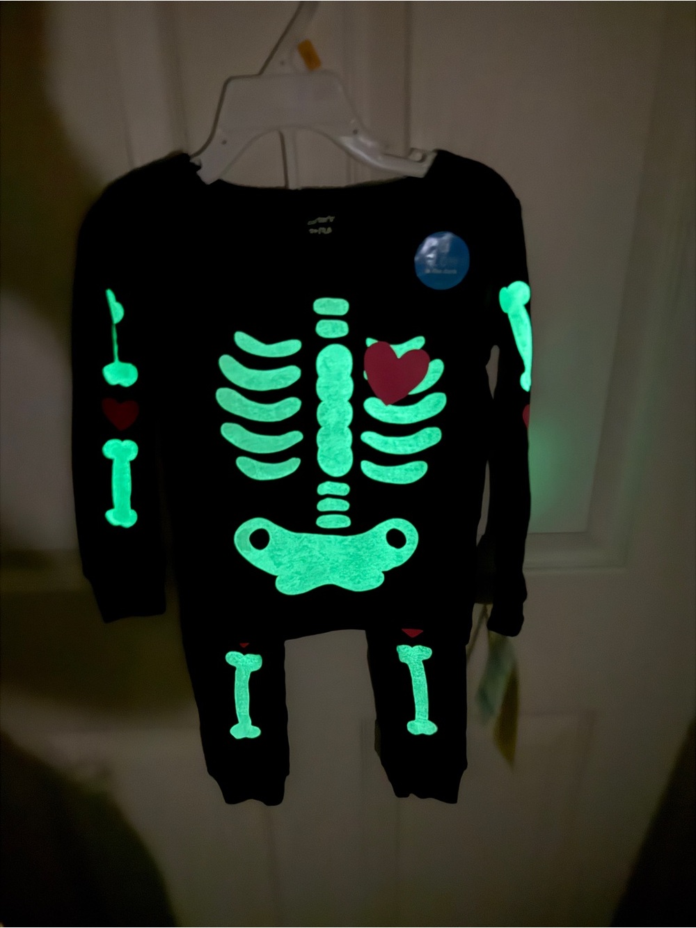 Carter's 3T Toddler Girls Skeleton Glow in Dark Pajamas Set NWT Flaw Halloween